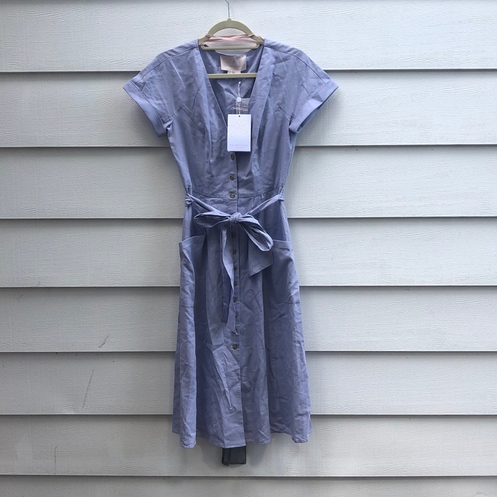NWT Gal Meets Glam Button-Down Linen Dress, Sz 6